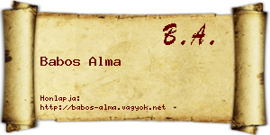 Babos Alma névjegykártya